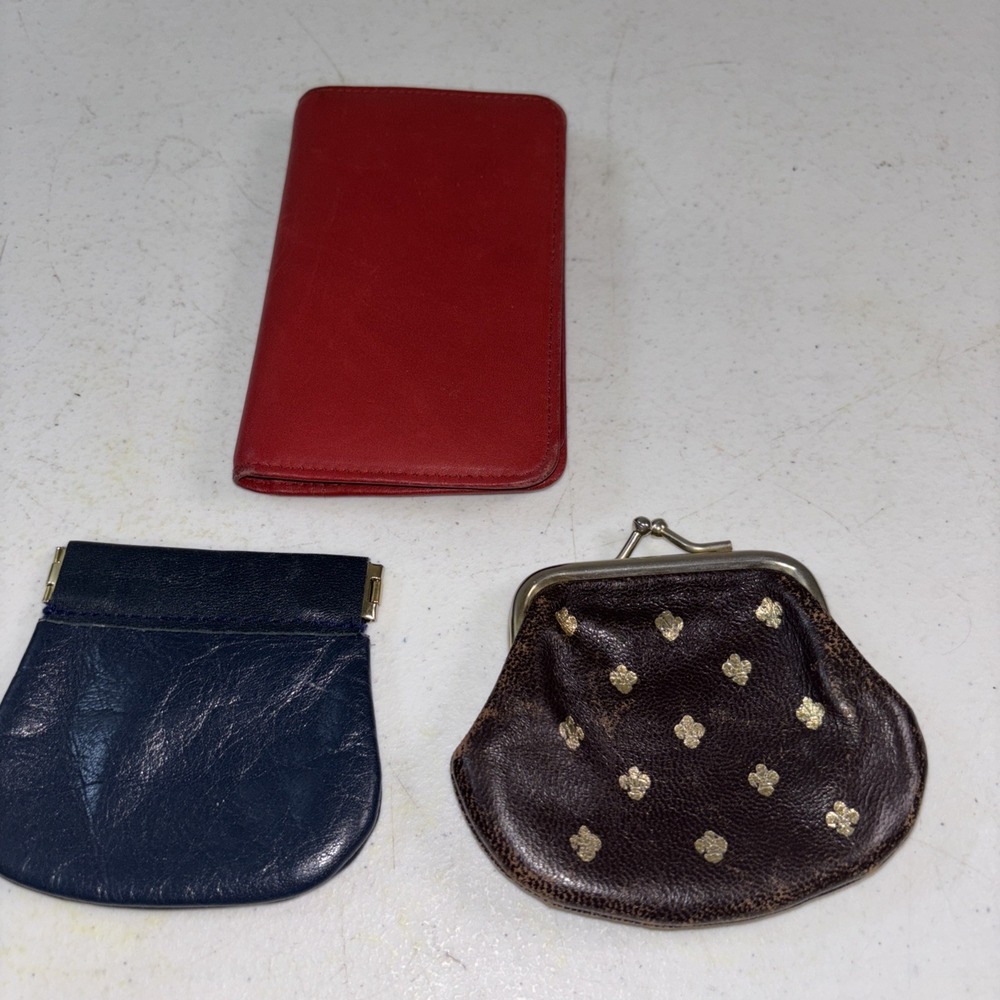 Change Coin Purse Kiss Lock Credit Card Wallet LOT Of 3 vtg
